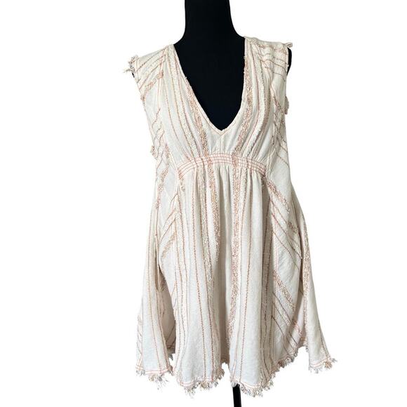 Free People Women’s Boho Cactus Flower Mini Dress Cream Size Medium - Picture 2 of 9